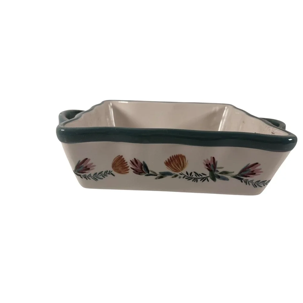 Threshold Baking Dish Unisex 8x8 Cream Floral Excellent Stoneware Scalloped Rim